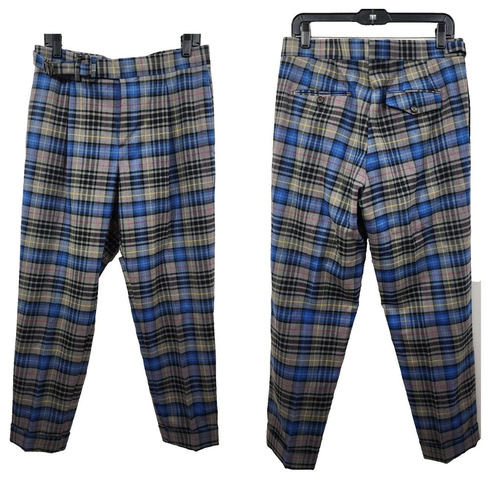 BE'ABLE Plaid Wool High-Waist Trouser Pants Womens 32 Made in Italy